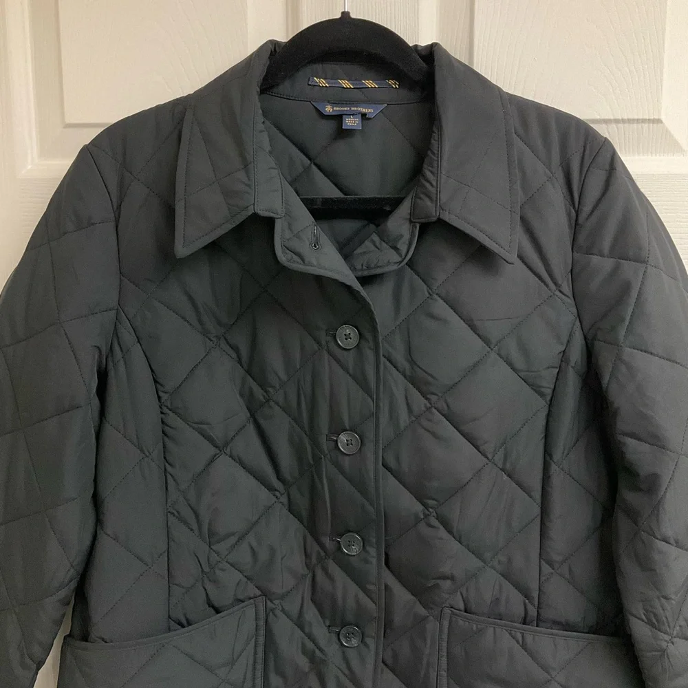 Brooks Brothers Black Lightweight Women's Large Western Diamond-Quilted Jacket - Picture 5 of 14
